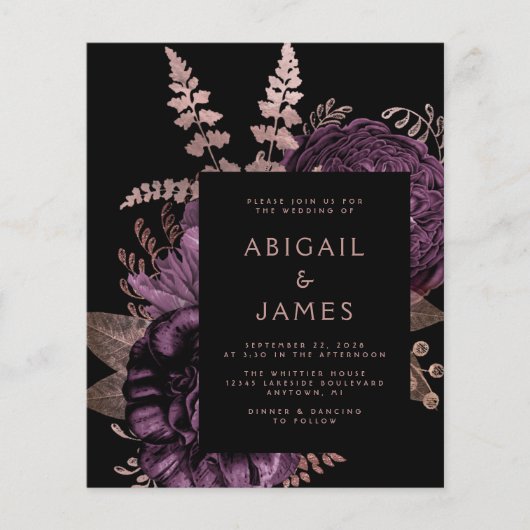 Budget Moody Donker Bloemen Paarse Roos Gouden Bru (Voorkant)