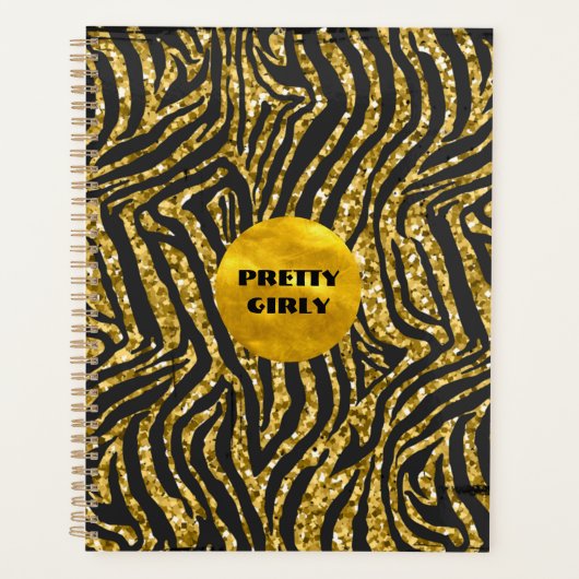 Budget Mooie Meisjesachtige Nep Gouden Glitter Fol Planner (Voorkant)