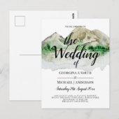 Budget Mountain Lake Watercolor Trouwuitnodiging Briefkaart (Voorkant / Achterkant)