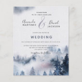 Budget Mountain Rustic paarse Wedding Invitation (Voorkant)
