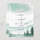 Budget Mountain Rustic Waterverf Greenery Wedding (Voorkant / Achterkant)