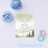 Budget Mountain Rustic Waterverf Greenery Wedding Flyer (Enkel)