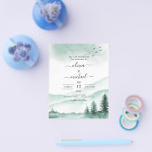 Budget Mountain Rustic Waterverf Greenery Wedding Flyer (Enkel)