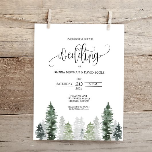Budget Mountain Winter Elegant Wedding Invitation