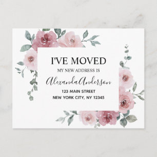 Budget Moving Aankondiging Dusty Pink Floral PostC Briefkaart