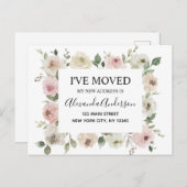 Budget Moving Aankondiging Dusty Pink Floral PostC Briefkaart (Voorkant / Achterkant)