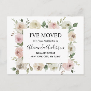 Budget Moving Aankondiging Dusty Pink Floral PostC Briefkaart