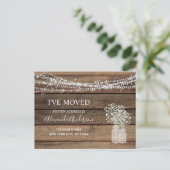 Budget Moving Announc Rustic Farmhouse Wood Briefkaart (Staand voorkant)