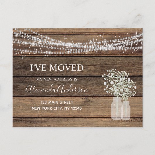 Budget Moving Announc Rustic Farmhouse Wood Briefkaart (Voorkant)
