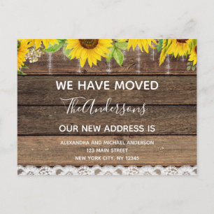 Budget Moving Announc Rustic Sunflower Wood Briefkaart