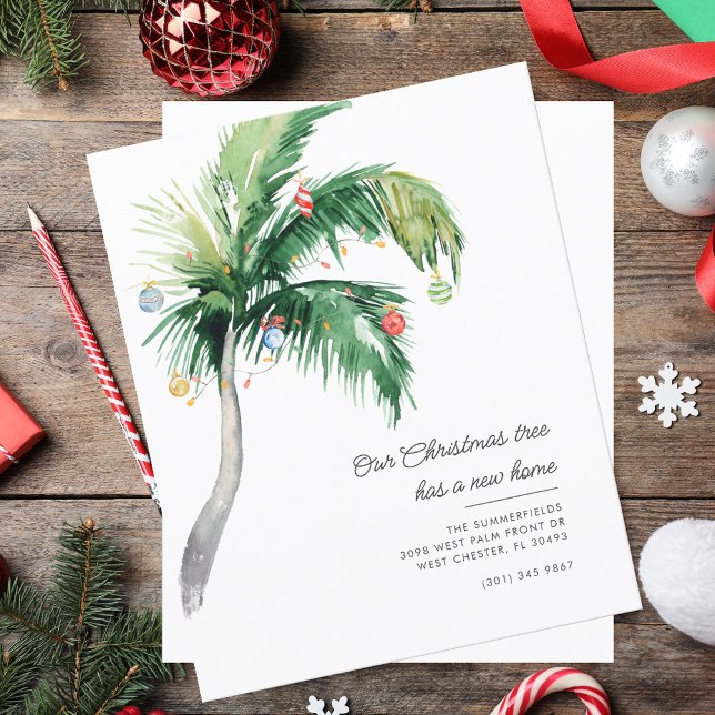 Budget Moving Announding kerstfeestdag Palm (Christmas Holidays Palm Tree Boho Moving Announcement)
