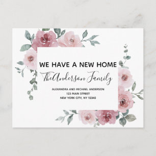 Budget Moving Announge Stusty Pink Floral Postc Briefkaart