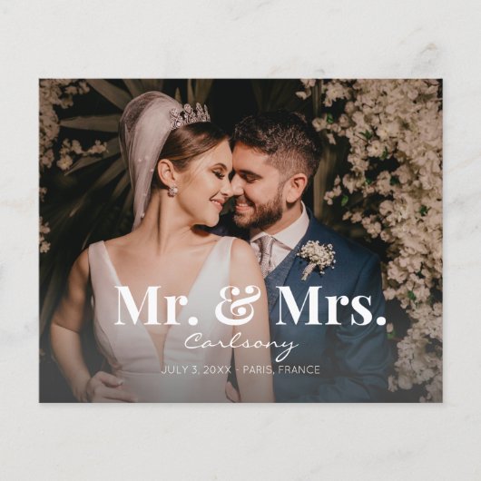 Budget Mr. & Mrs Photo Wedding Announcement Flyer (Voorkant)