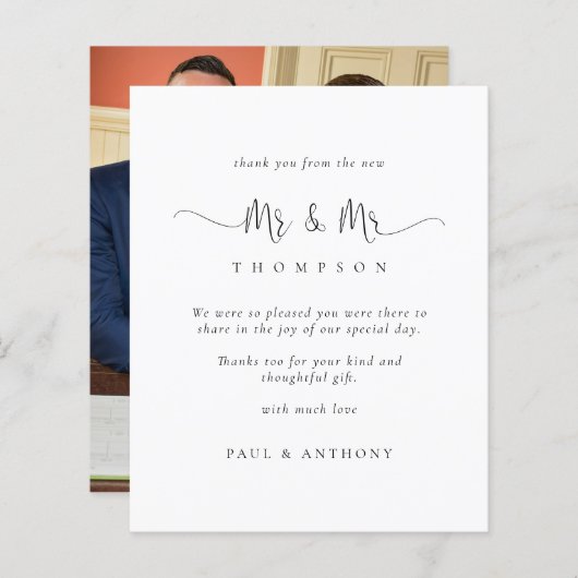 Budget Mr. Script Photo Gay Wedding Bedankt (Voorkant / Achterkant)