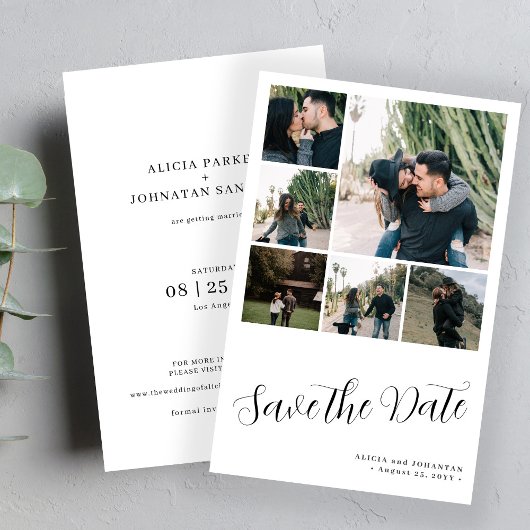 Budget multi foto collage save the date bruiloft