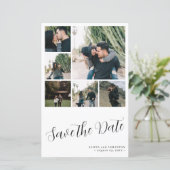 Budget multi foto collage save the date bruiloft (Staand voorkant)