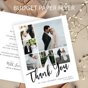 Budget multi foto eenvoudige trouw dankkaart flyer