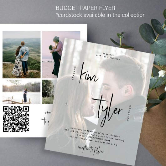 Budget multi foto QR CODE trouw uitnodiging Flyer