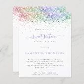 Budget Multicolor Glitter Sweet 16 Uitnodiging (Voorkant / Achterkant)