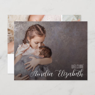 Budget Multiple Photo Elegant Birth Notice
