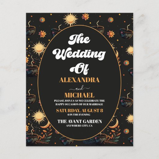 Budget Mystiek Zwart Goud Hemelse Sterren Bruiloft (Voorkant)