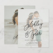 Budget names script overlay photo wedding invite (Voorkant / Achterkant)