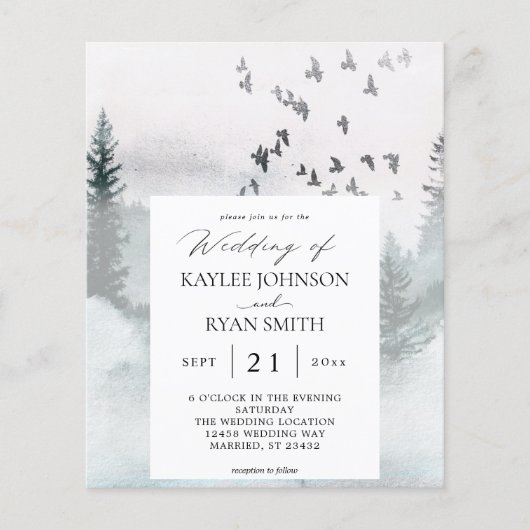 Budget Natuur, Forest & Birds 2 Wedding Flyer (Voorkant)