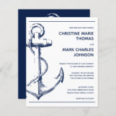 Budget Nautical Anchor White Wedding Invitation (Voorkant / Achterkant)
