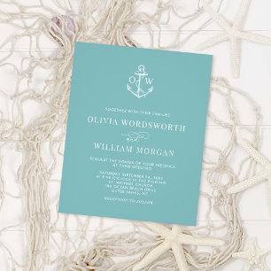 Budget Nautical Anchor Zee Glass Blue Wedding Flyer