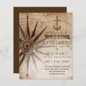 BUDGET  Nautical Map Wedding Invite (Voorkant / Achterkant)
