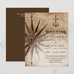BUDGET Nautical Map Wedding Invite
