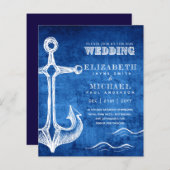BUDGET Nautical Sailing Destination Wedding Invite (Voorkant / Achterkant)