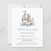 Budget Nautical Teddy Bear QR Code Boy Baby Shower (Voorkant)