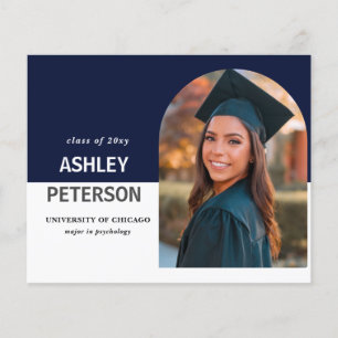 Budget Navy Arch Photo Afstuderen Invitation