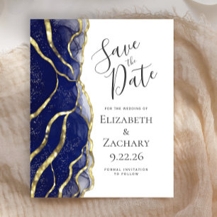 Budget Navy Blau Gouden Inkt Trouw Save the Date