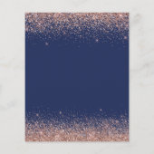 Budget Navy Blue Birthday Roos Gold Pink Glitter Flyer (Achterkant)