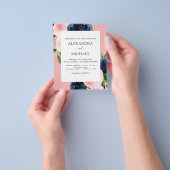 Budget Navy Blue Blush Pink Floral Wedding Flyer (Hand)