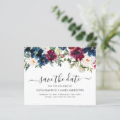 Budget Navy Blue Burgundy Red Floral sparen de dat (Staand voorkant)