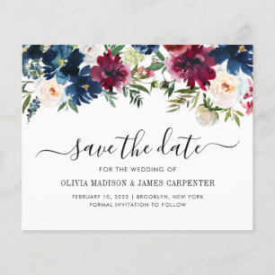 Budget Navy Blue Burgundy Red Floral sparen de dat