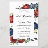 Budget Navy Blue Burgundy Red Wedding Invitation (Voorkant)