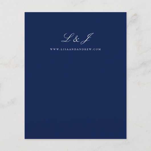 Budget Navy Blue Calligraphy Wedding (Achterkant)