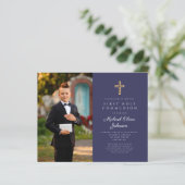 Budget Navy Blue Cross Photo Boy First Community (Staand voorkant)