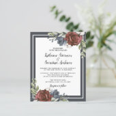 Budget Navy Blue Dark Moody Floral Wedding Flyer (Staand voorkant)