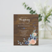 Budget Navy Blue en Coral Wedding Woodland (Staand voorkant)