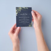 BUDGET Navy Blue Eucalyptus Photo Save the Date Flyer (Hand)