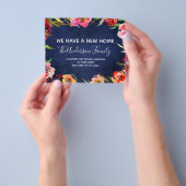 Budget Navy Blue Floral Moving Announge Flyer (Hand)