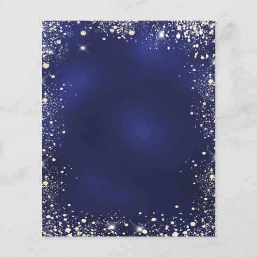 Budget navy blue glitter bruiloft uitnodiging (Achterkant)