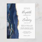 Budget Navy Blue Gold Agate Photo Wedding Invite (Voorkant)