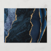 Budget Navy Blue Gold Agate Wedding Invitation (Achterkant)