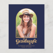 Budget Navy Blue Gold Arch Foto Graduparty (Voorkant)
